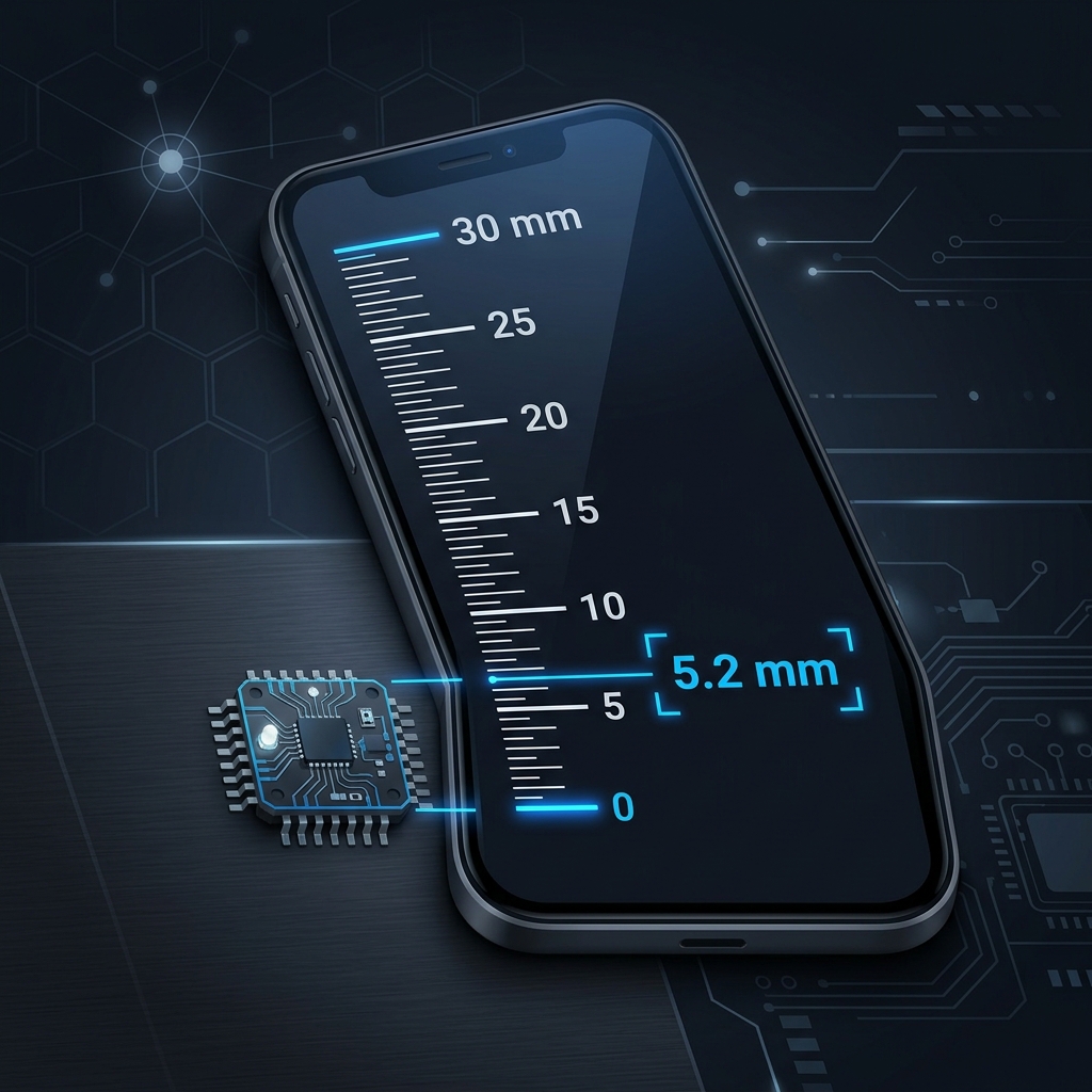 Règle en cm sur téléphone affichée sur l'écran d'un smartphone
